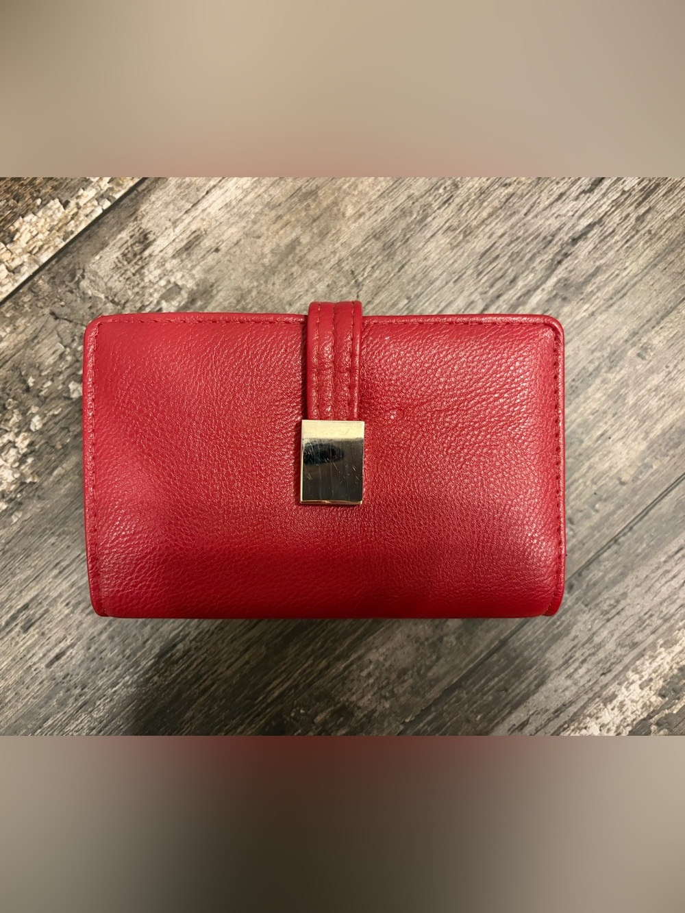 Safe Keeper Red Leather Women's Wallet with Gold Accent